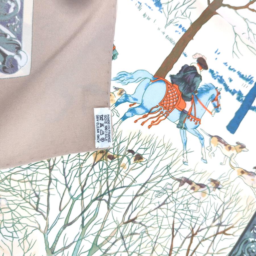 エルメス カレ90 L'HIVER 冬の狩猟 シルク HERMES（エルメス） カレ90・Lhiver・L'hiver 冬の狩猟 シルク