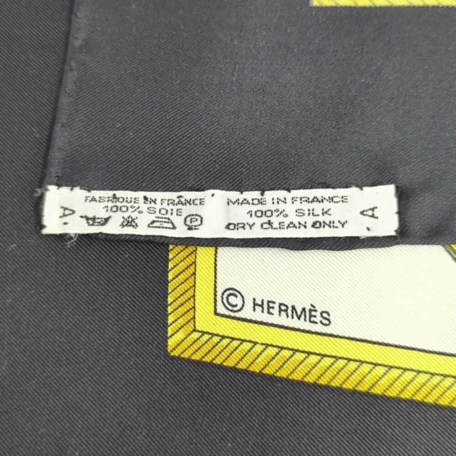 HERMES エルメス カレ90 LES VOITURES A TRANSFORMATION シルク スカーフ ネックウェア ブラック /b260525/615581の画像