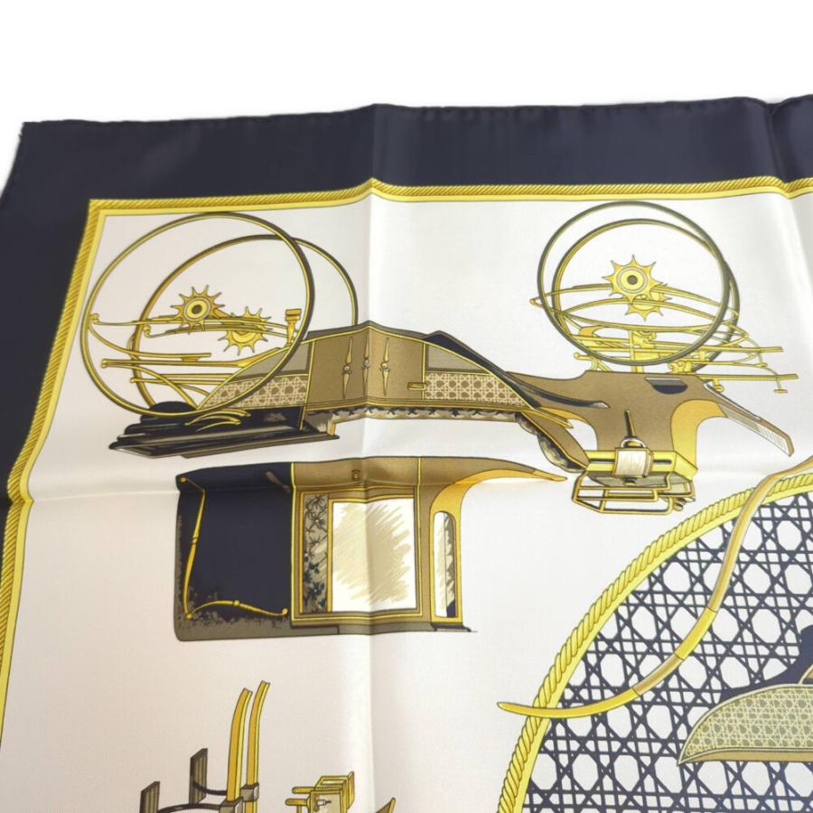 HERMES エルメス カレ90 LES VOITURES A TRANSFORMATION シルク スカーフ ネックウェア ブラック /b260525/615581の画像