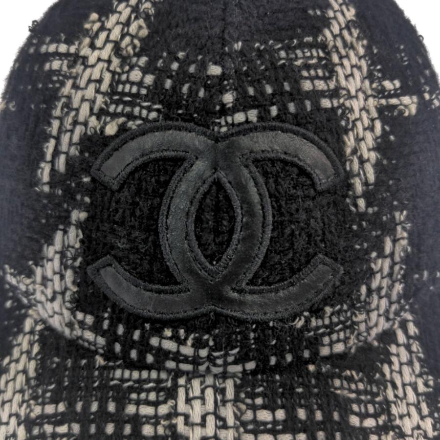 CHANEL シャネル ツイード・キャップ帽子/黒×白/CHANEL 翌日配送 CHANEL シャネル ツイード・キャップ帽子/黒×白/CHANEL 翌日配送