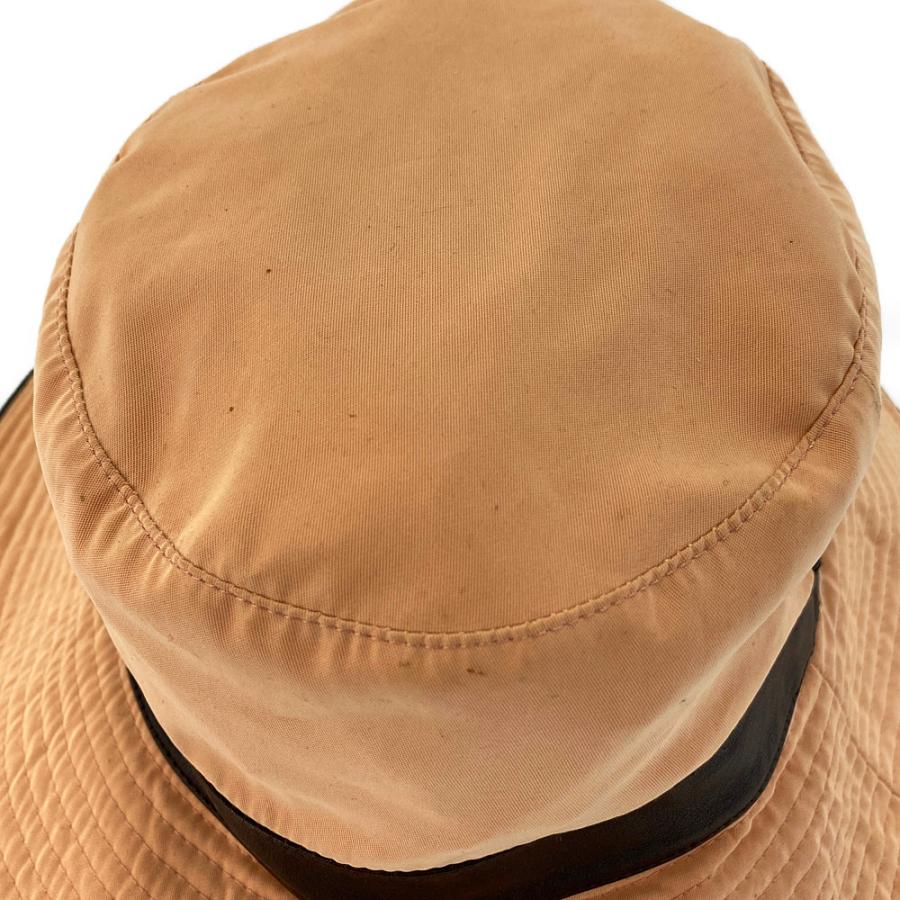 HERMES（エルメス） レザートリム ハット帽子/オレンジ/ダークブラウン