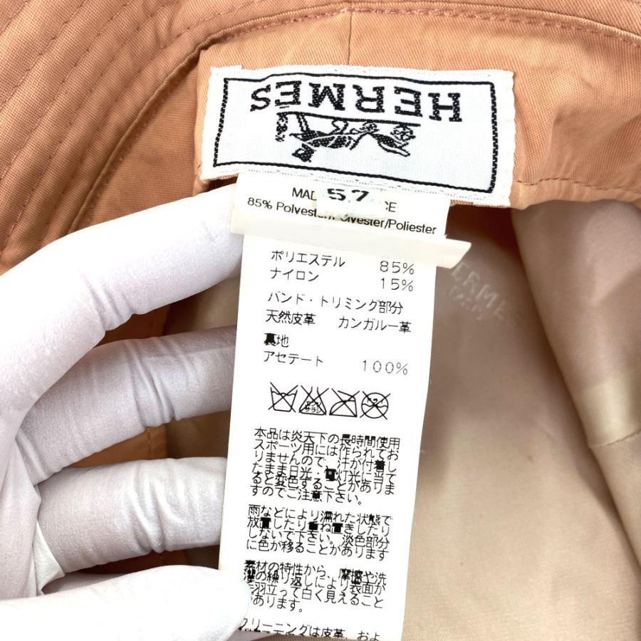 HERMES ハット 帽子 リボン レザー 極美品☆HERMES エルメス カシミヤ100％ レザートリム スタッズ
