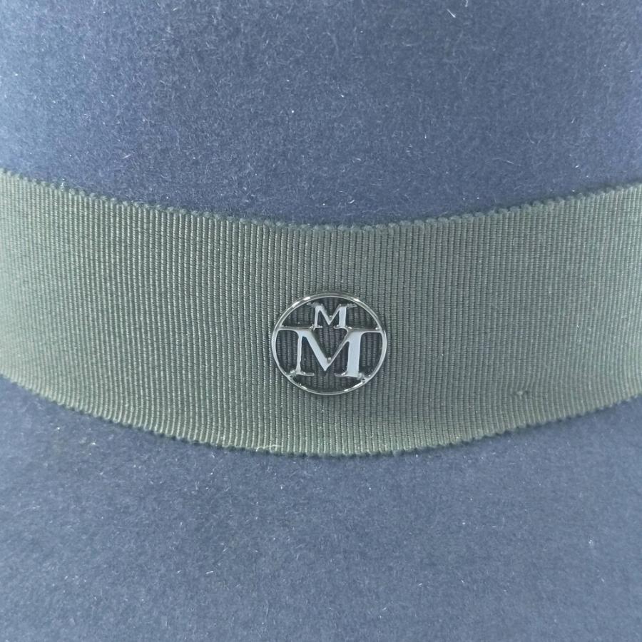 Maison Michel メゾンミッシェル ネイビー ウール フェルトハット Maison Michel メゾンミッシェル ロゴプレート ウール フェルト