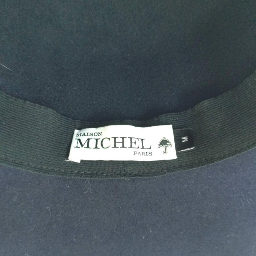 Maison Michel メゾンミッシェル ネイビー ウール フェルトハット Maison Michel メゾンミッシェル ロゴプレート ウール フェルト