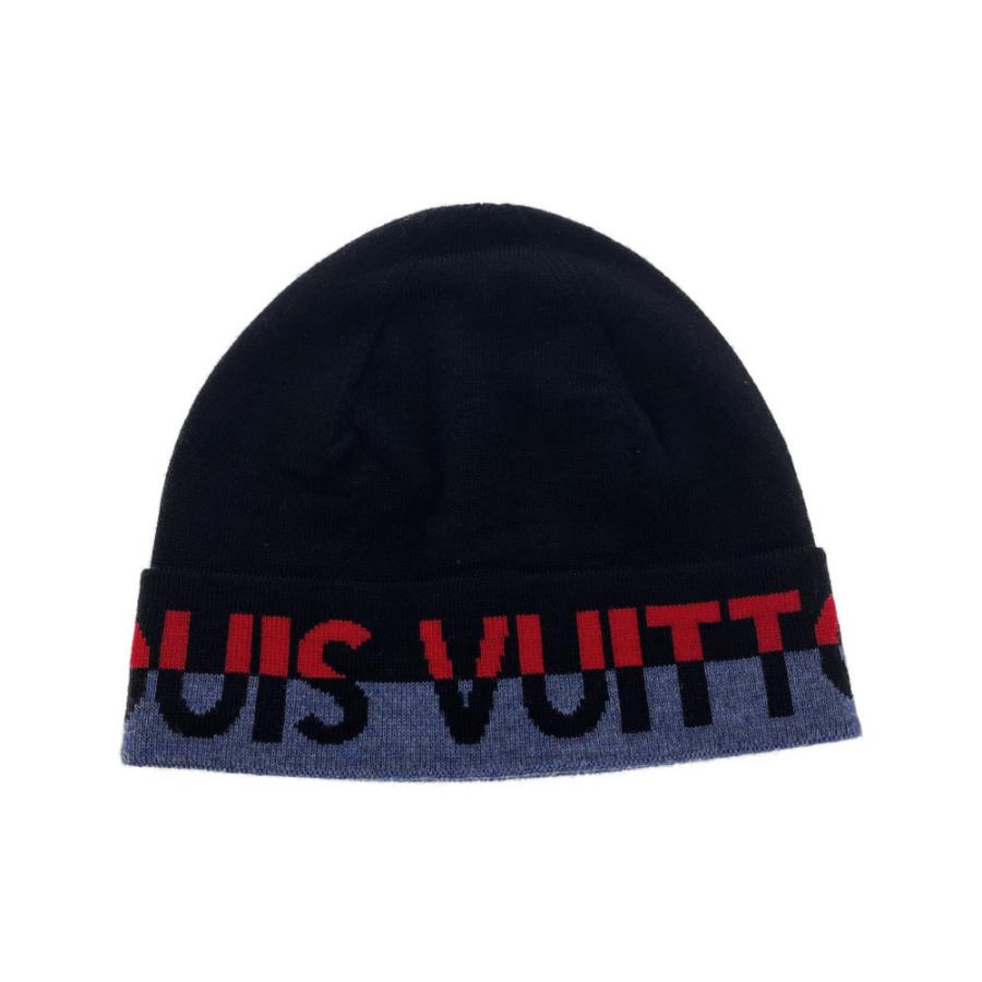 売れ済クリアランス LOUIS VUITTON ルイヴィトン ニット帽 ブラック LV ロゴ 帽子 ニットキャップ/ビーニー