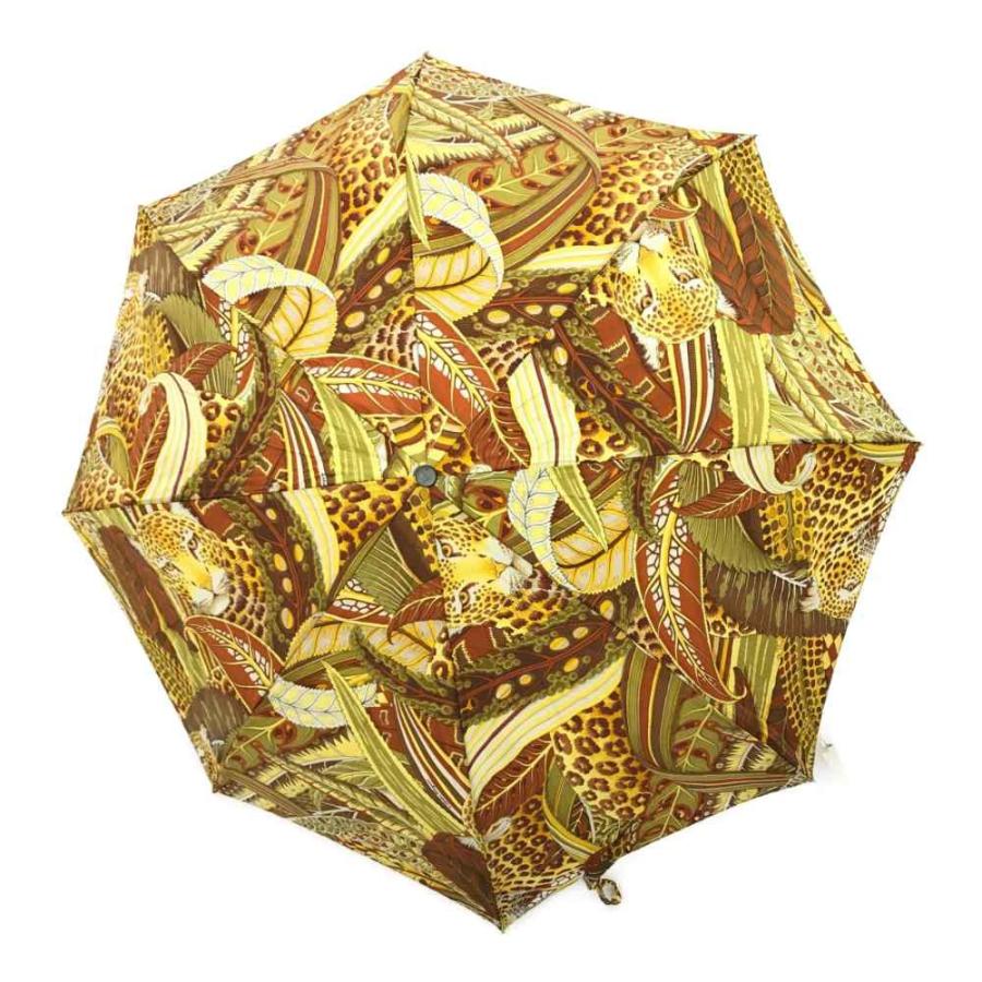 サルヴァトーレフェラガモ ヒョウ柄折りたたみ傘/オレンジ/ブラウン