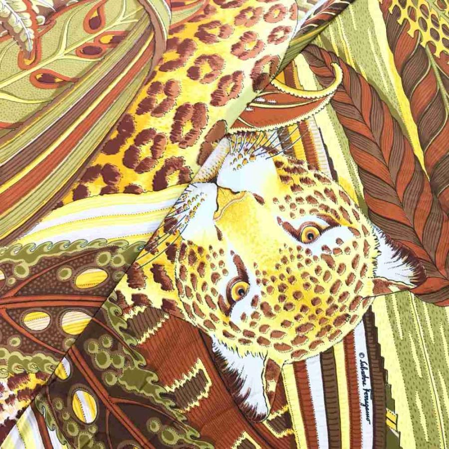 サルヴァトーレフェラガモ ヒョウ柄折りたたみ傘/オレンジ/ブラウン