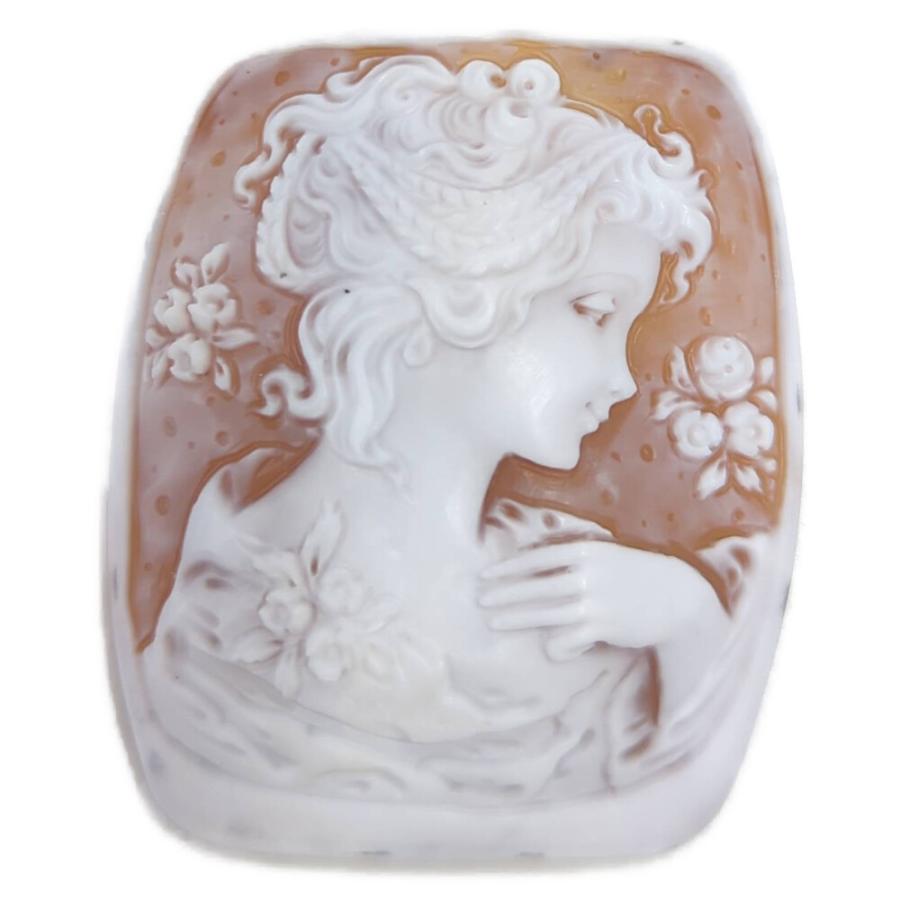 女性像モチーフ 1P・カメオ シェル・ストーン ルース-10.6g/ベージュ系