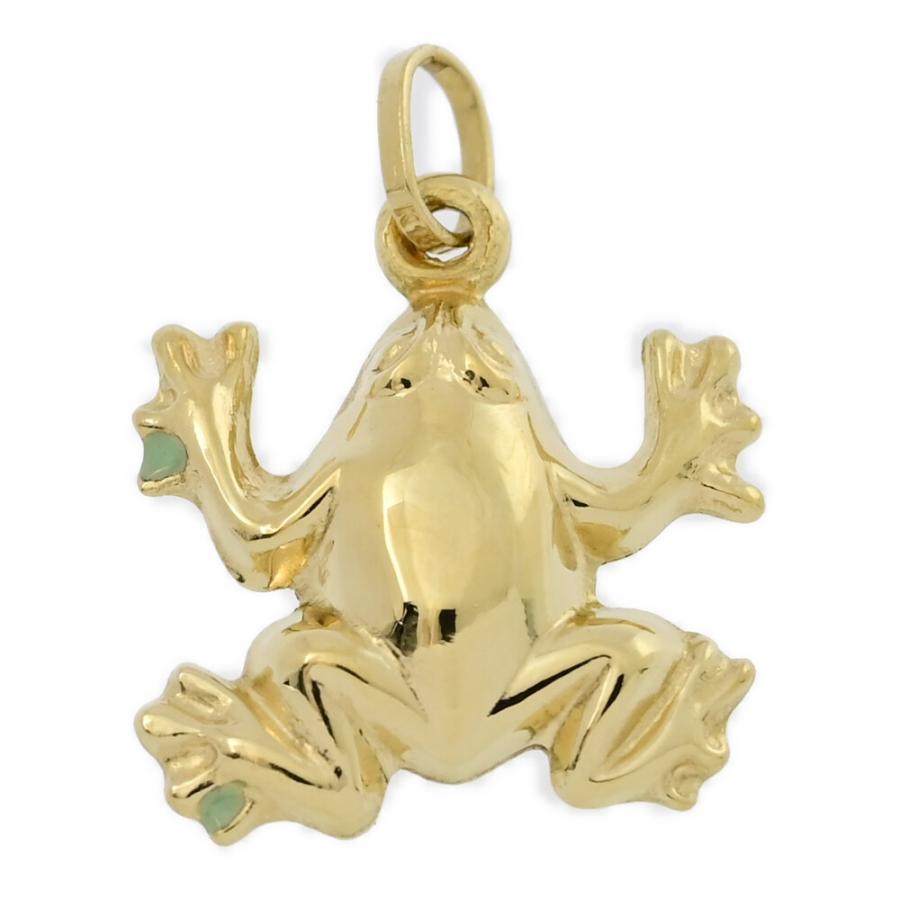 アニマルモチーフ カエルモチーフ ペンダントトップ/K18YG/750-0.8g  