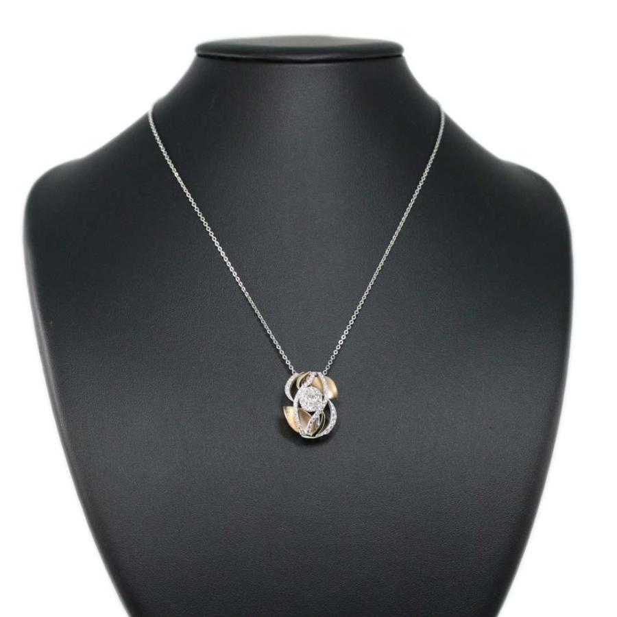 フラワーモチーフ 天然ダイヤモンドペンダントトップ ネックレス/K18PG