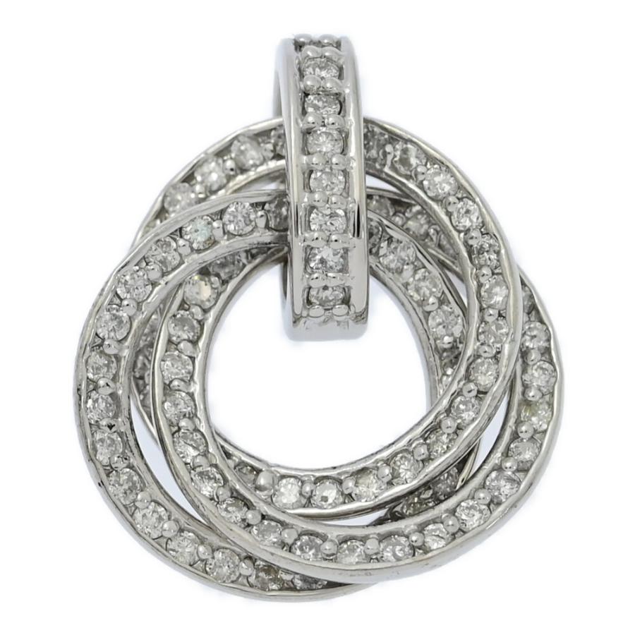 K18WG 3連ダイヤモンドトップ 1.00ct/トリプルサークル ダイヤモンド ペンダントトップ/K18WG/750