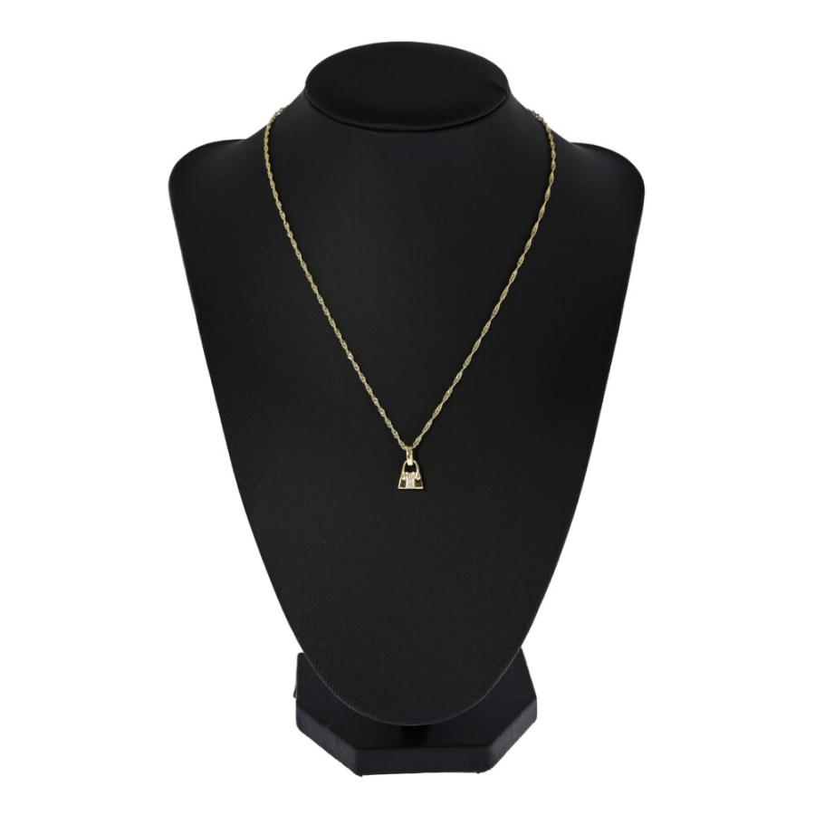 0.03ct/3P・ダイヤモンド バッグモチーフ ネックレス ペンダント/K18YG