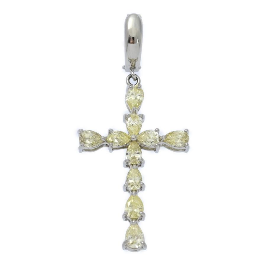 1.57ct/クロスモチーフ 10P・イエローダイヤモンド ペンダントトップ