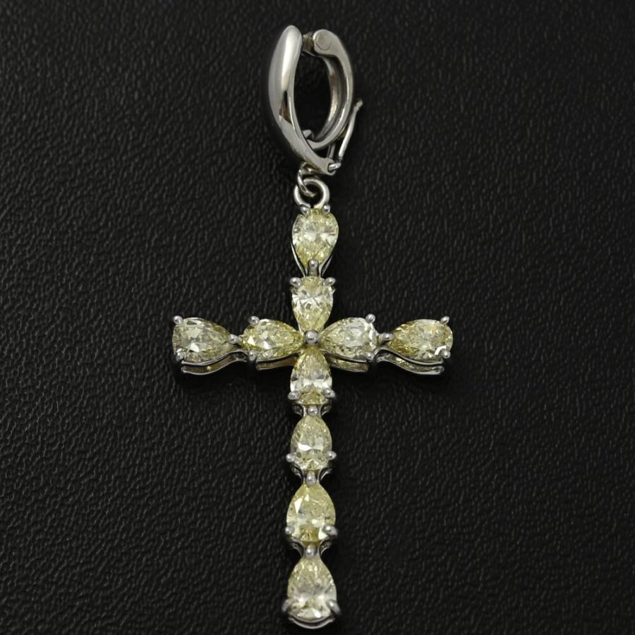 1.57ct/クロスモチーフ 10P・イエローダイヤモンド ペンダントトップ