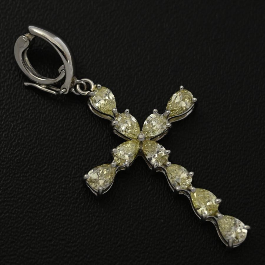 1.57ct/クロスモチーフ 10P・イエローダイヤモンド ペンダントトップ