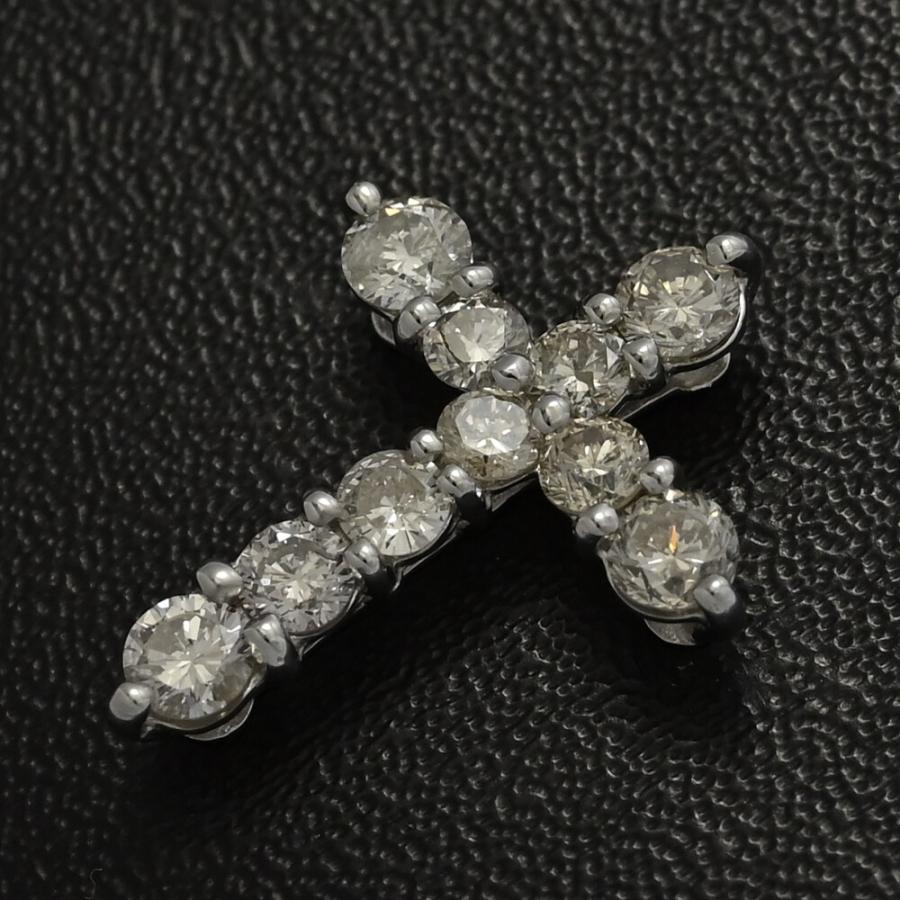 1.00ct/10粒 クロスモチーフ ダイヤモンド ペンダントトップ/Pt900-1.5
