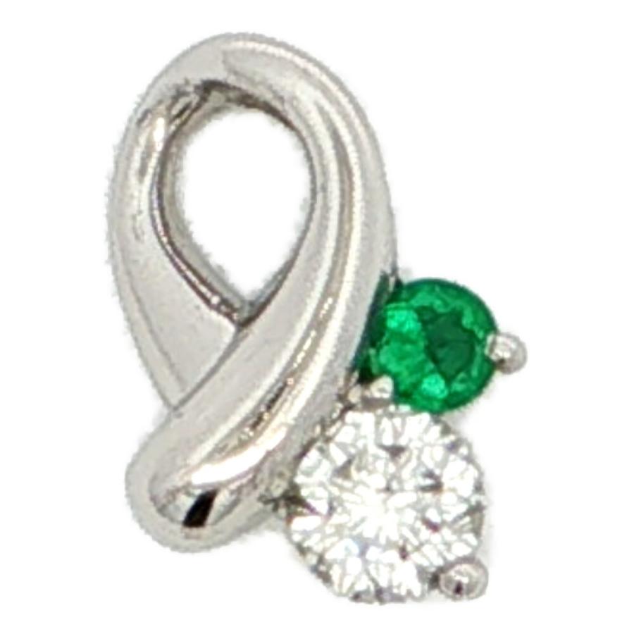 0.25ct 0.098ct ダイヤモンド エメラルド ペンダントトップ Pt900-2.8g 
