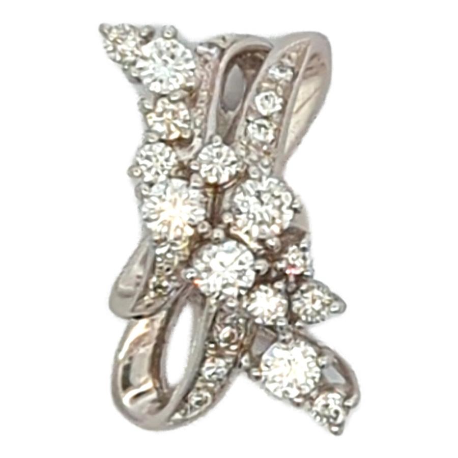 美品 0.87ct ダイヤモンド リボンモチーフ ペンダントトップ Pt900-5.6 