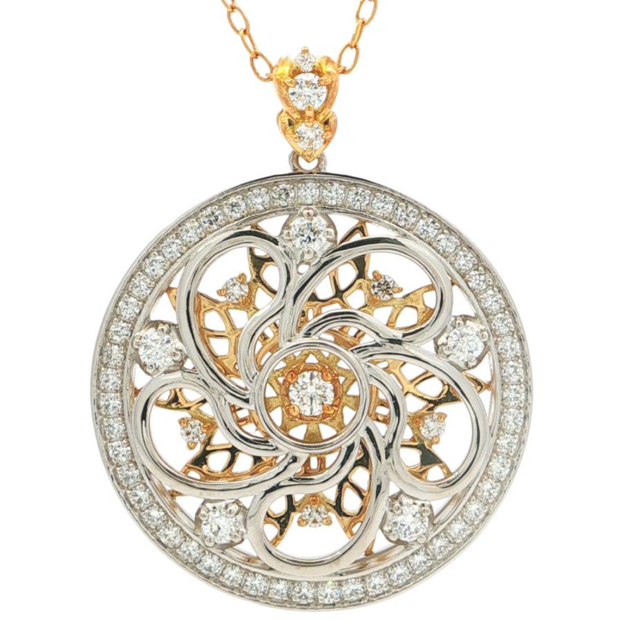 pt750ダイヤモンドネックレス(ペンダントヘッドk18.ダイヤ0.14ct.) 0.9ct ダイヤモンド ペンダントトップ K18/750×Pt900コンビ-5:5-11.5g