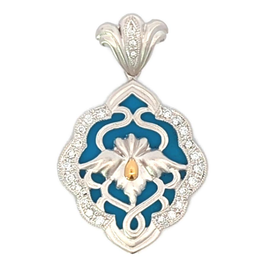 美品 0.48ct 山崎裕見子 ターコイズ トルコ石 ダイヤモンド ペンダント 
