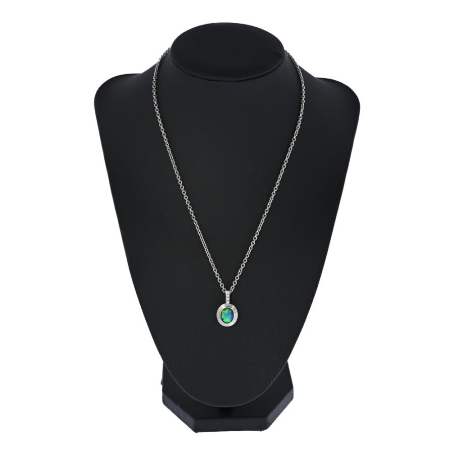 pt900　ブラックオパール、ダイヤモンドつきペンダントトップ オパールダイヤモンドPT900 ネックレストップ