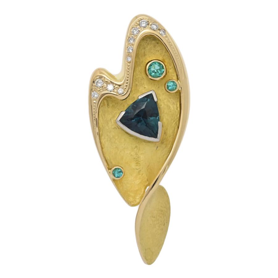 2.07ct 0.31ct 湧永ユキオ ブルートルマリン ペンダントトップ K18/YG 