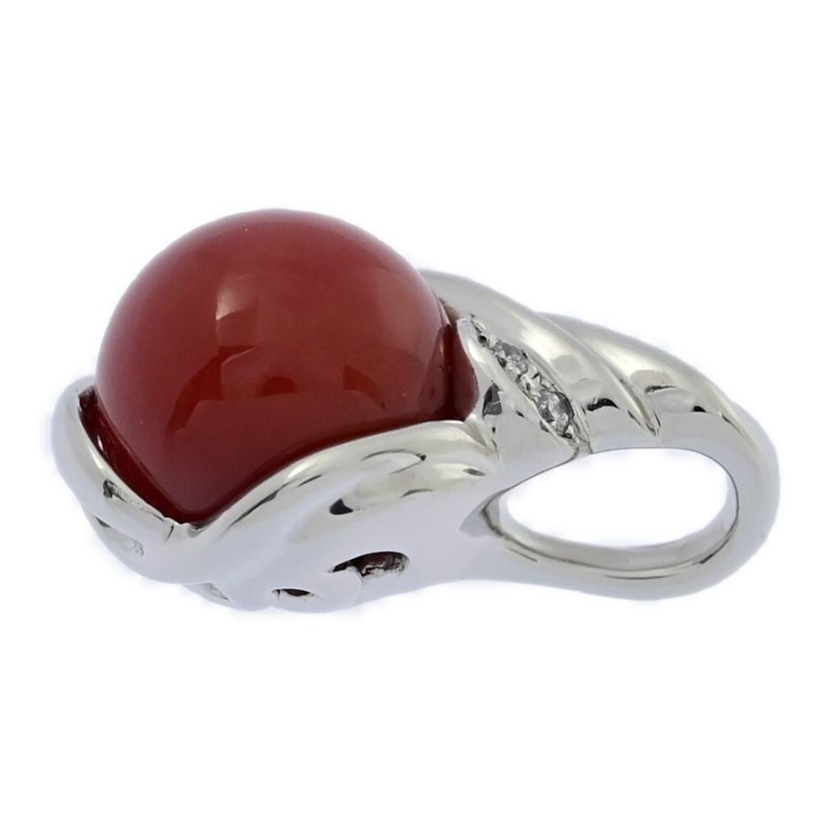 FD:0.1ct/Φ9.2mm 珊瑚 コーラル ダイヤモンド ペンダントトップ/Pt900