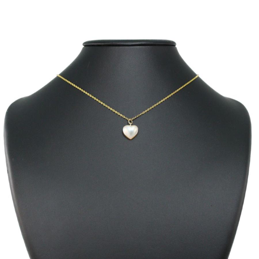 ハートモチーフ マベ真珠/マベパール ペンダントトップ ネックレス  
