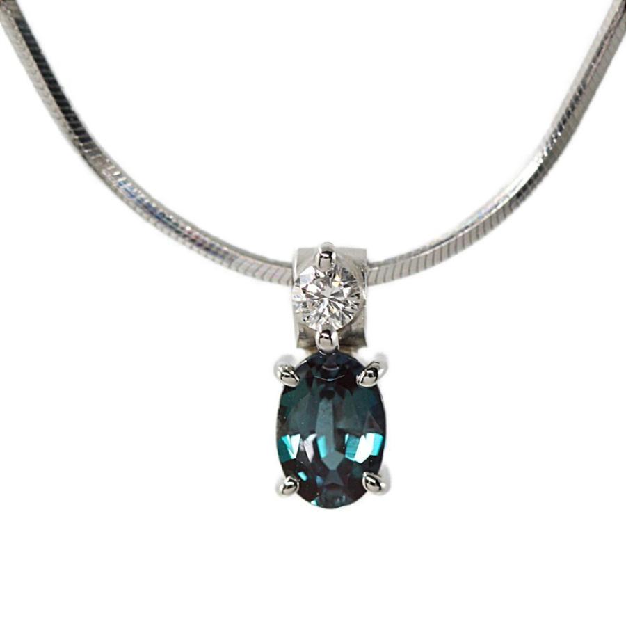 Pt850 アレキサンドライト・ダイヤモンド ネックレス 品番a23-164