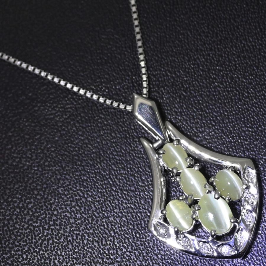 CH1.55ct/D:0.04ct クリソベリルキャッツアイ ダイヤモンド ネックレス
