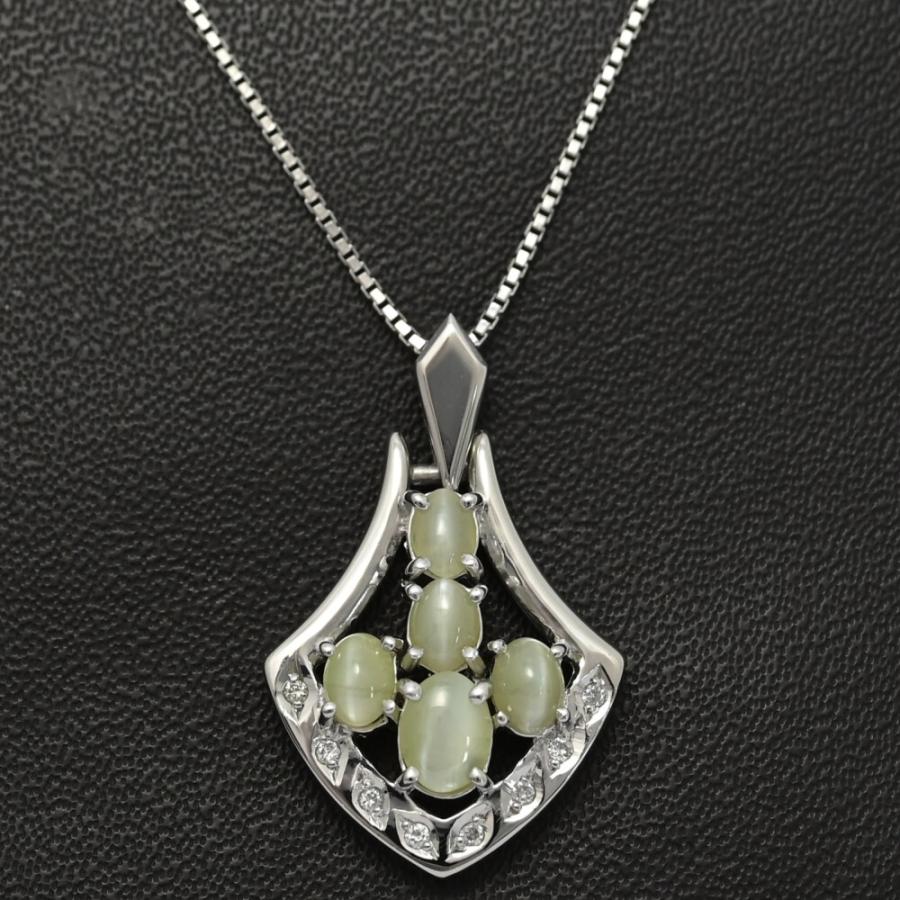 CH1.55ct/D:0.04ct クリソベリルキャッツアイ ダイヤモンド ネックレス