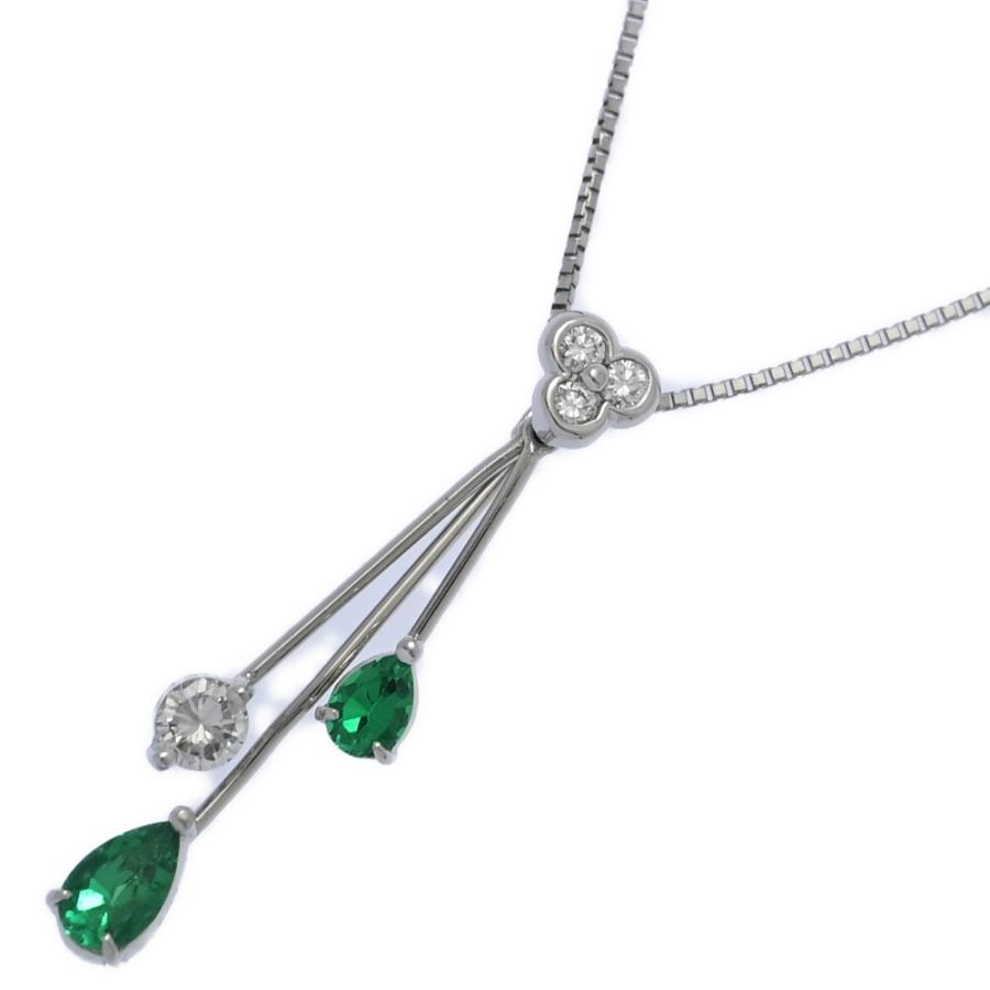 美品 EM0.41ct/FD:0.14ct/エメラルド・ダイヤモンドネックレス