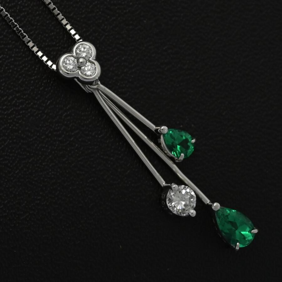 美品 EM0.41ct/FD:0.14ct/エメラルド・ダイヤモンドネックレス