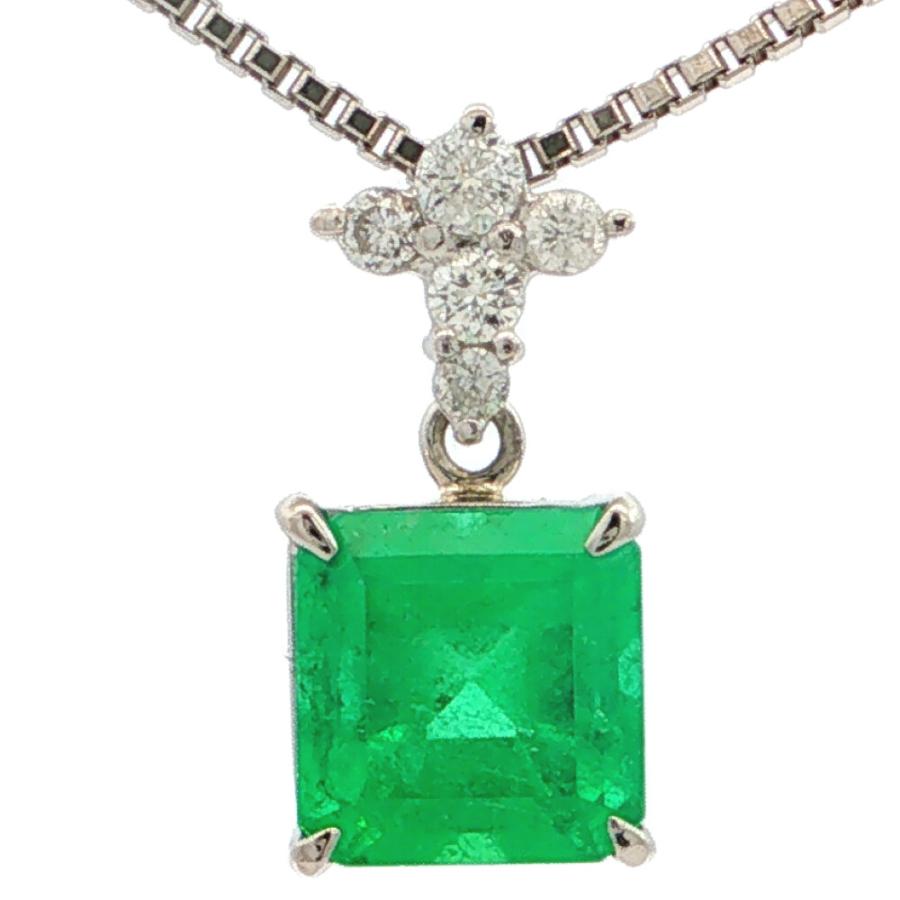 1.58ct 0.13ct エメラルドネックレス ペンダント Pt900-Pt850-5.8g