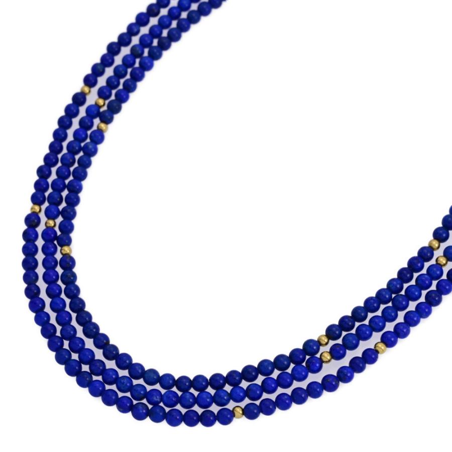ラピスラズリ 連・3点セット ネックレス/K18YG/750-30.0g/イエロー