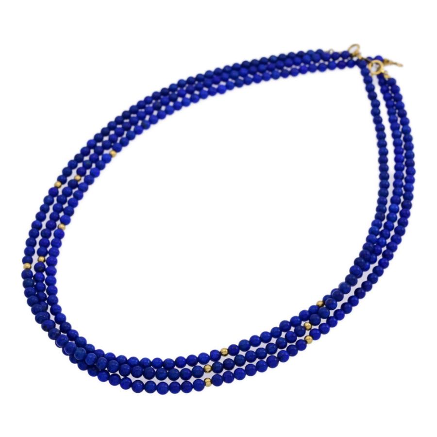 ⭐️ラピスラズリ 3連ネックレス・お念珠 ラピスラズリ 連・3点セット ネックレス/K18YG/750-30.0g/イエロー