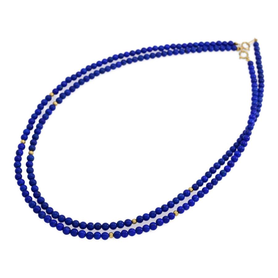 ラピスラズリ 連・3点セット ネックレス/K18YG/750-30.0g/イエロー