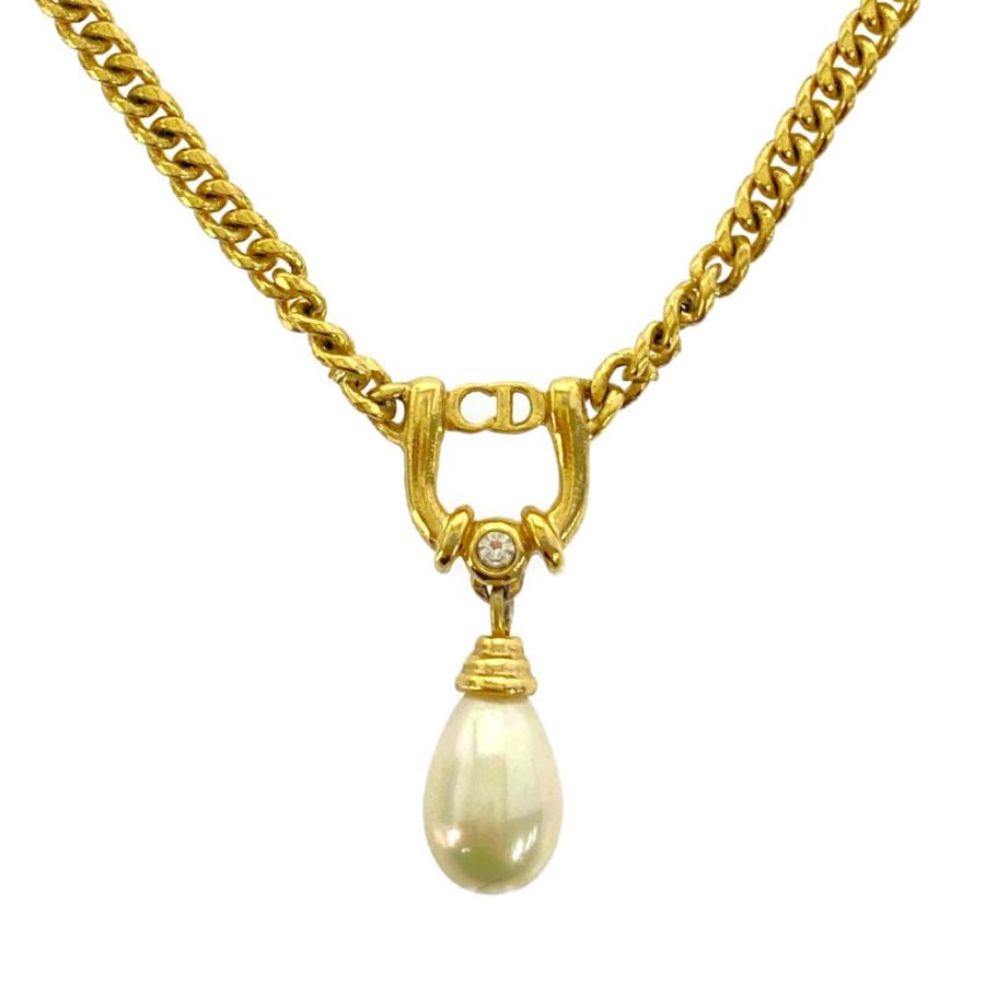 DIORゴールド パール付きネックレス クリスチャンディオール ドロップパールネックレス・ペンダント