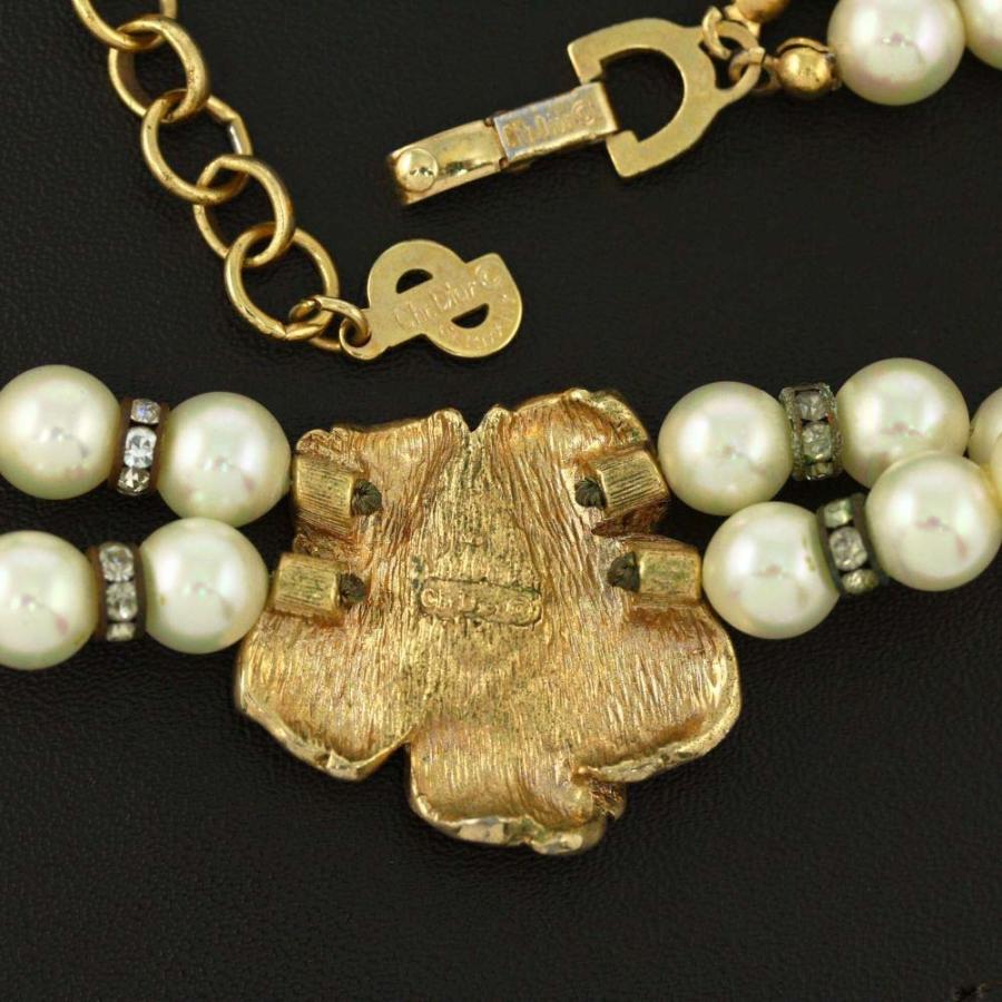 クリスチャンディオール ヴィンテージ フラワー 2連パールネックレス