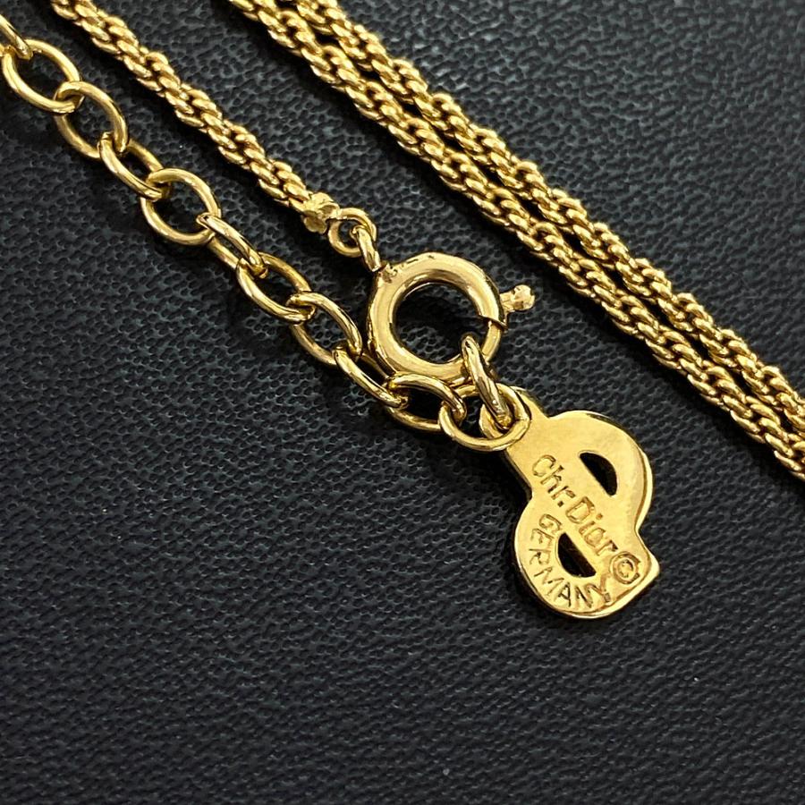 Christian Dior ラインストーン付きオーバルモチーフネックレス　美品 クリスチャンディオール Christian Dior オーバルDiorロゴ