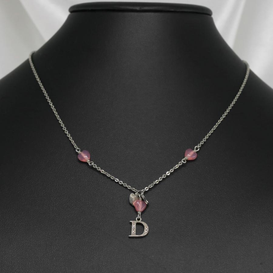 Dior ディオール ネックレス ハート シルバー ピンク チャーム Christian Dior ディオール ロゴ ピンク ハート ネックレス