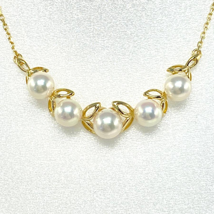 ミキモト パール リーフモチーフ ネックレス 18金