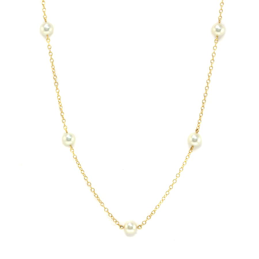 ティファニー k18 パールネックレス TIFFANY&Co. ティファニー 9P・真珠（パール）バイザヤード ネックレス