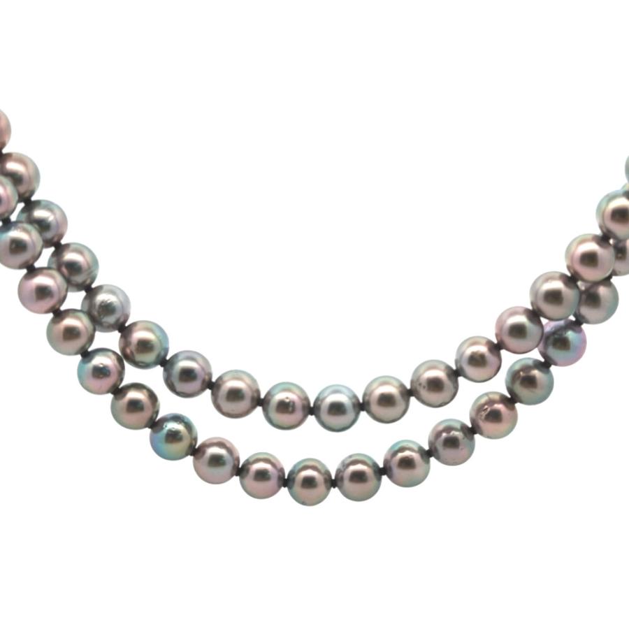 美品 8.3-10mm 黒蝶真珠 クロチョウ タヒチパール ロングネックレス 