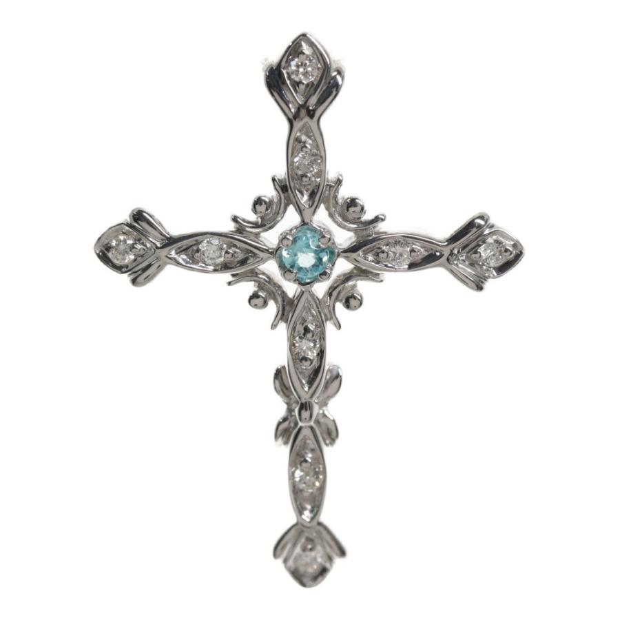 K18WG パライバトルマリンダイヤモンドクロスペンダントトップ