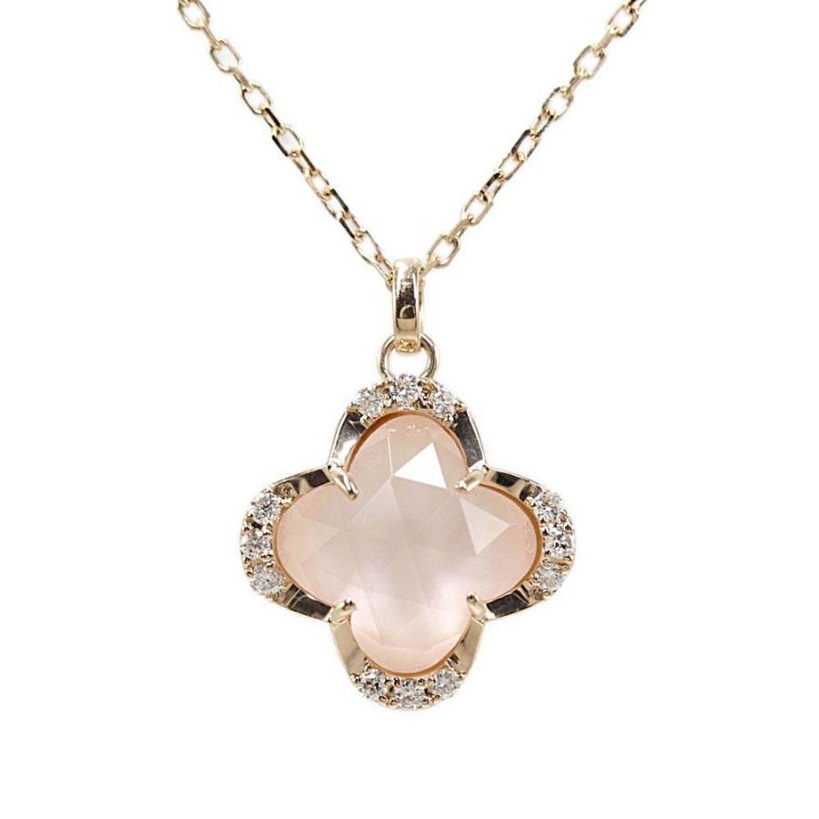 ヴァンドームアオヤマ　k10 ダイヤモンド　ペンダント　チェーン　ネックレス ヴァンドーム青山 フラワーモチーフ ローズクォーツ