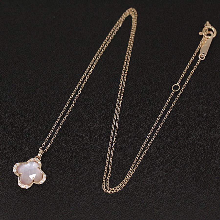 ヴァンドームアオヤマ　k10 ダイヤモンド　ペンダント　チェーン　ネックレス ヴァンドーム青山 フラワーモチーフ ローズクォーツ