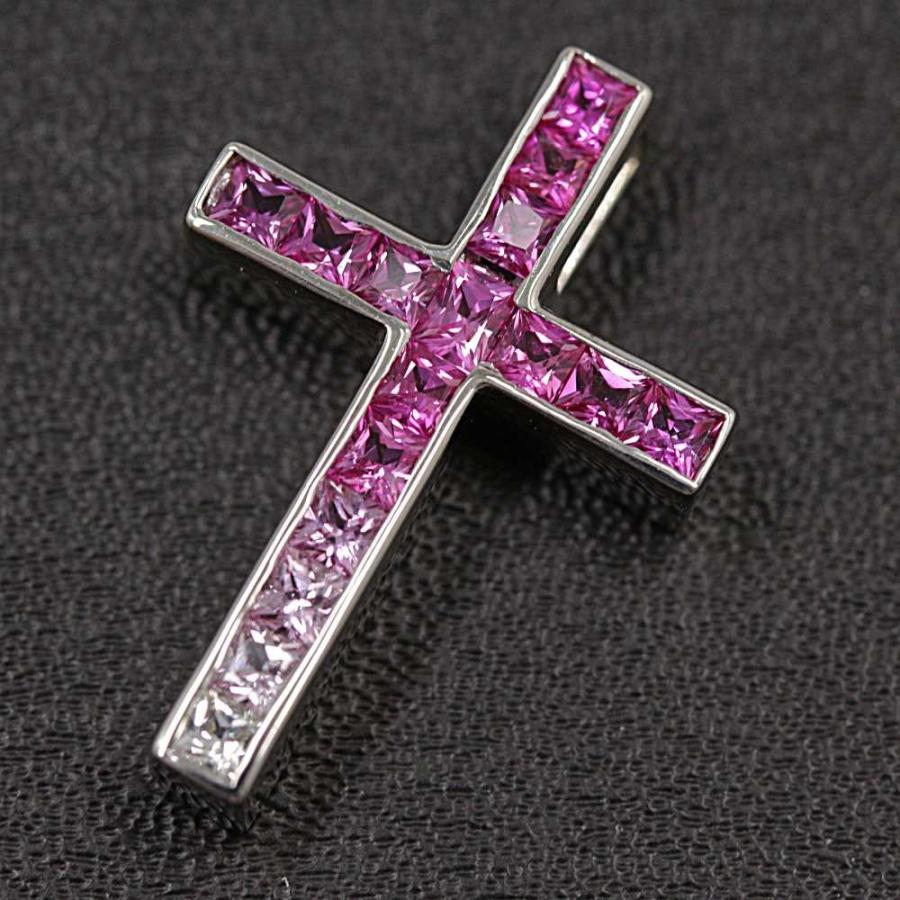 サファイア グラデーションクロスネックレス サファイア グラデーションクロスネックレス