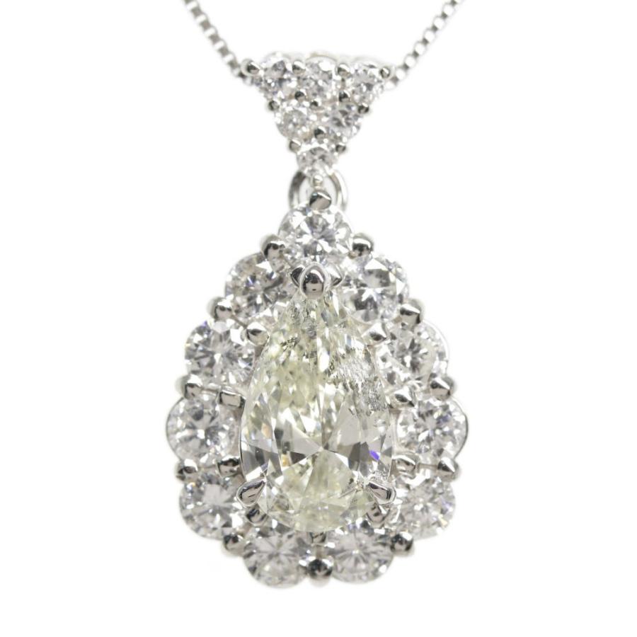 最終値下】【新品】ペアシェイプ・取り巻き・17P・ダイヤネックレス