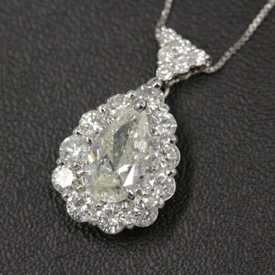 最終値下】【新品】ペアシェイプ・取り巻き・17P・ダイヤネックレス